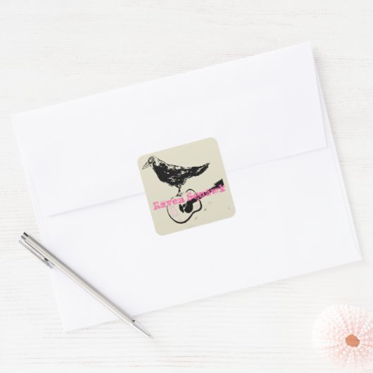 Black Raven Squawk Vierkante Sticker (Envelop)