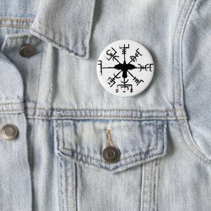 Black Raven Vegvisir Protection Sigil Ronde Button 5,7 Cm