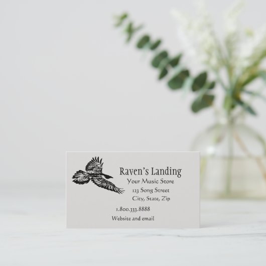 Black Raven Vogel stijgt in Flight Art Visitekaartje (Staand voorkant)