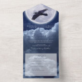 Black Raven Volle Maan Nacht Hemel All In One Uitnodiging (Binnen)