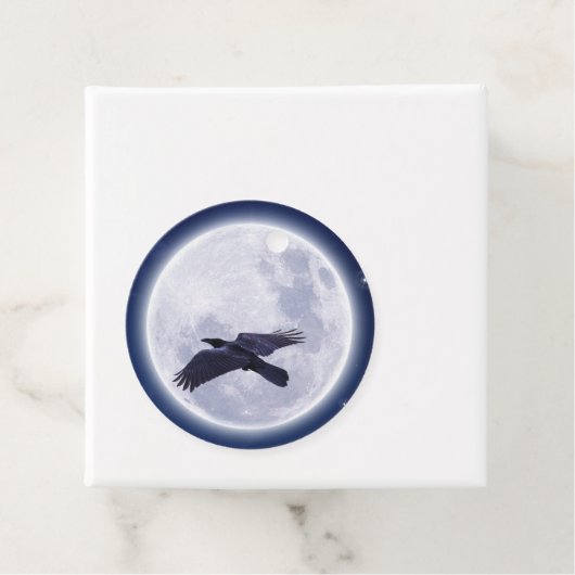 Black Raven Volle Maan Nacht Hemel Bedankjes Labels (In situ)