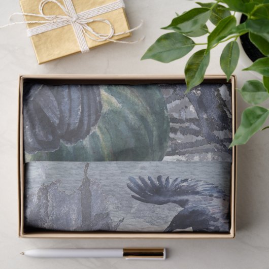 Black Raven-Waterverf Tissuepapier (Geschenk)
