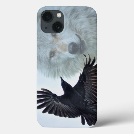 Black Raven & White Wolf Wildlife Fantasy Case-Mate iPhone Case (Achterkant)