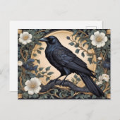 Black Raven William Morris geïnspireerd Briefkaart (Voorkant / Achterkant)