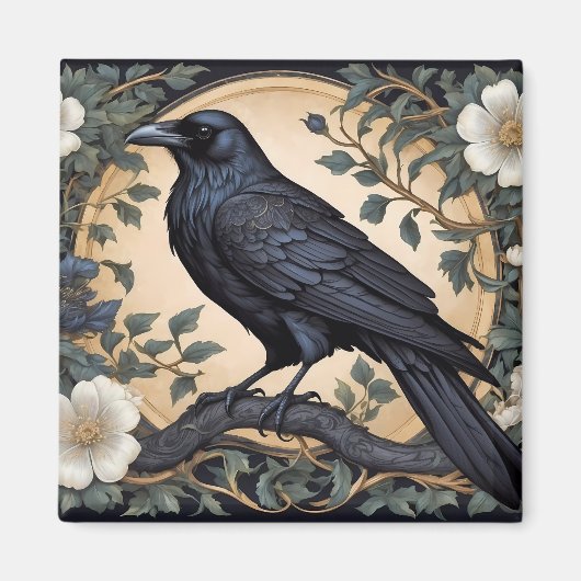 Black Raven William Morris geïnspireerd Magneet (Voorkant)