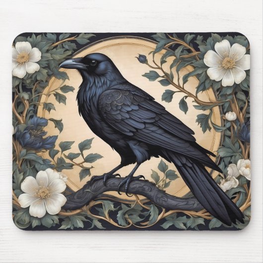 Black Raven William Morris geïnspireerd Muismat (Voorkant)