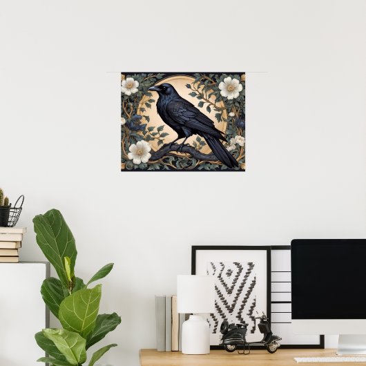 Black Raven William Morris geïnspireerd Poster (Thuiskantoor)