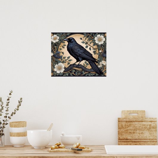 Black Raven William Morris geïnspireerd Poster (Keuken)