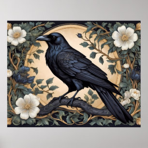 Black Raven William Morris geïnspireerd Poster