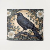 Black Raven William Morris geïnspireerd Wandkleed (Voorkant (horizontaal))