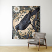 Black Raven William Morris geïnspireerd Wandkleed (In situ)