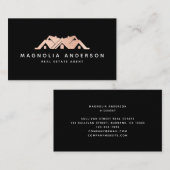 Black Real Estate Agent Roos Gold Borhed Metal Visitekaartje (Voorkant / Achterkant)