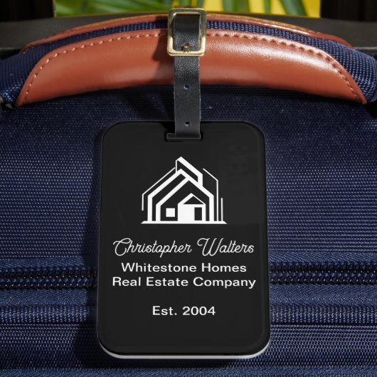 Black Real Estate Company Customized Realtor Bagagelabel (Voorkant Insitu 2)