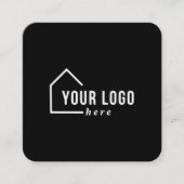 Black Real Estate Logo Foto QR Code Visitekaartje (Voorkant)