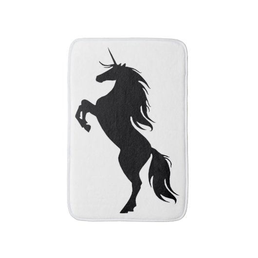 Black Rearing Unicorn Silhouette Bath Mat (Voorkant Verticaal)
