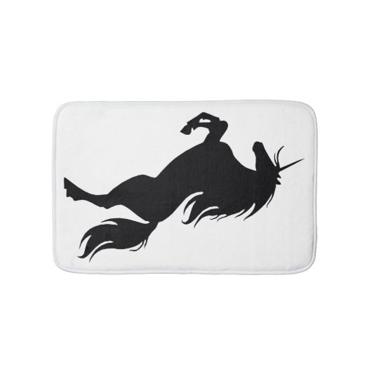 Black Rearing Unicorn Silhouette Bath Mat (Voorkant)