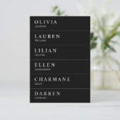 Black Reception Mini Guest's Profile Card 6 in 1 Aankondiging (Staand voorkant)
