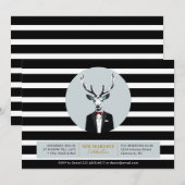 Black & Red 2021 Deer New Year's Eva Holiday Party Kaart (Voorkant / Achterkant)