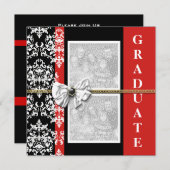 Black red afstuderen damask sjabloon PERSONALIZE Kaart (Voorkant / Achterkant)