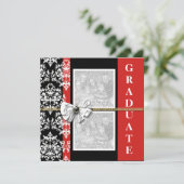 Black red afstuderen damask sjabloon PERSONALIZE Kaart (Staand voorkant)