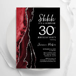 Black Red Agate Surprise 30ste verjaardag Kaart<br><div class="desc">Zwart rood en wit agaat verrassing 30e verjaardag uitnodiging. Elegant modern design met waterverf agaat marmeren geode achtergrond,  faux glitter zilver en typografie script lettertype. Trendy uitnodigingskaart perfect voor een stijlvol vrouwenfeest. Gedrukte Zazzle-uitnodigingen of direct downloadbare digitale afdrukbare sjabloon.</div>