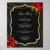 Black, Red and Gold Bar Menu Poster (Voorkant)