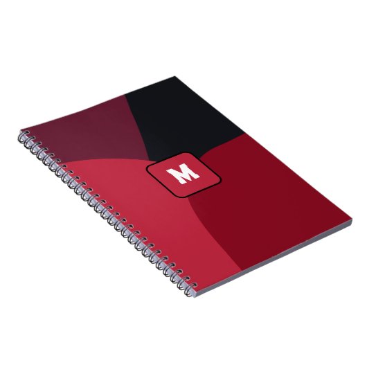 Black Red and Hot pink abstract pattern monogram  Notitieboek (Rechterzijde)