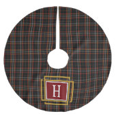 Black Red and yellow Tartan Monogram  Kerstboom Rok (Voorkant)