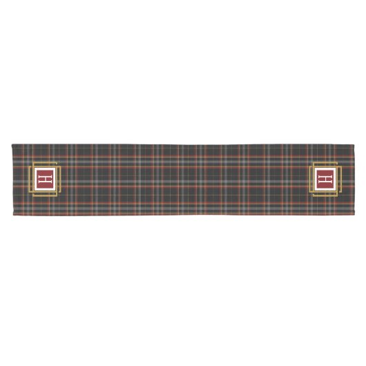 Black Red and yellow Tartan Monogram  Korte Tafelloper (Horizontaal)