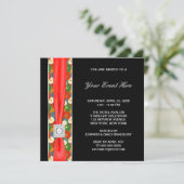 Black Red Asian All Occasion Invitation Sjabloon Kaart (Staand voorkant)