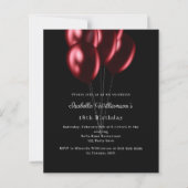 Black red balloons birthday invitation (Voorkant)