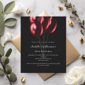 Black red balloons birthday invitation