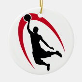 Black Red Basketball Persoonlijk Keramisch Ornament (Voorkant)