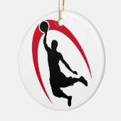 Black Red Basketball Persoonlijk Keramisch Ornament (Links)
