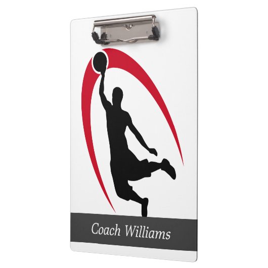 Black Red Basketball Persoonlijk Klembord (Links)