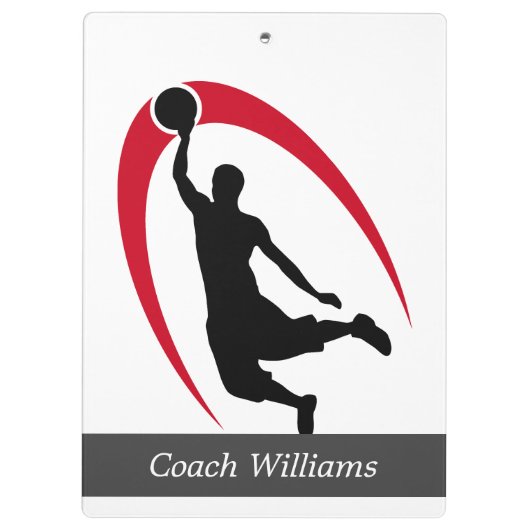 Black Red Basketball Persoonlijk Klembord (Achterkant)