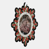 Black Red Berries+Greenery Christmas Paper Ornament Kaart (Rechts)