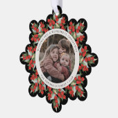 Black Red Berries+Greenery Christmas Paper Ornament Kaart (Links)