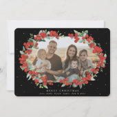 Black Red Berry + Eucalyptus kerstfoto Feestdagenkaart (Voorkant)