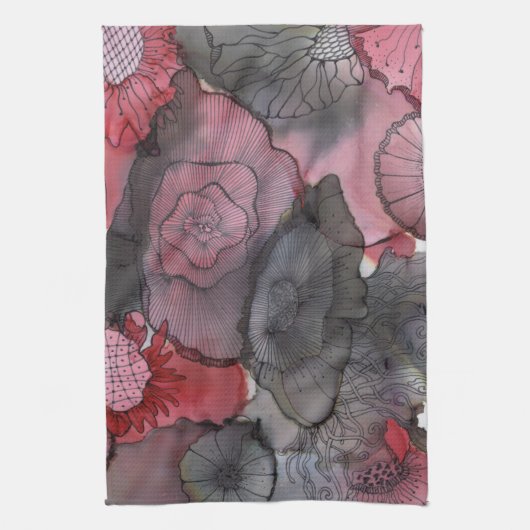Black Red Berry Kitchen Towel Theedoek (Verticaal)