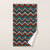 Black Red Blauwgroen Beige Aztec Pattern Bad Handdoek (Handdoek)