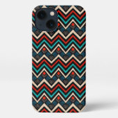 Black Red Blauwgroen Beige Aztec Pattern iPhone Hoesje (Achterkant)