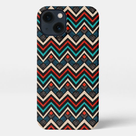 Black Red Blauwgroen Beige Aztec Pattern iPhone Hoesje (Achterkant)
