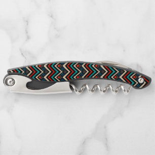 Black Red Blauwgroen Beige Aztec Pattern Kurkentrekker