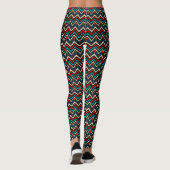 Black Red Blauwgroen Beige Aztec Pattern Leggings (Achterkant)