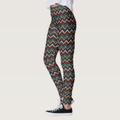 Black Red Blauwgroen Beige Aztec Pattern Leggings (Links)