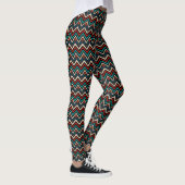 Black Red Blauwgroen Beige Aztec Pattern Leggings (Rechts)