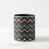 Black Red Blauwgroen Beige Aztec Pattern Mok (Midden)
