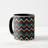 Black Red Blauwgroen Beige Aztec Pattern Mok (Voorkant links)