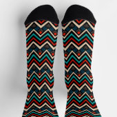 Black Red Blauwgroen Beige Aztec Pattern Sokken (Top)